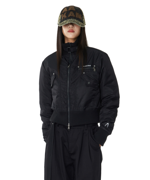 High-Neck Bomber Jacket (Black) thumbnail 10