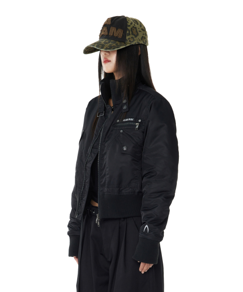 High-Neck Bomber Jacket (Black) thumbnail 11