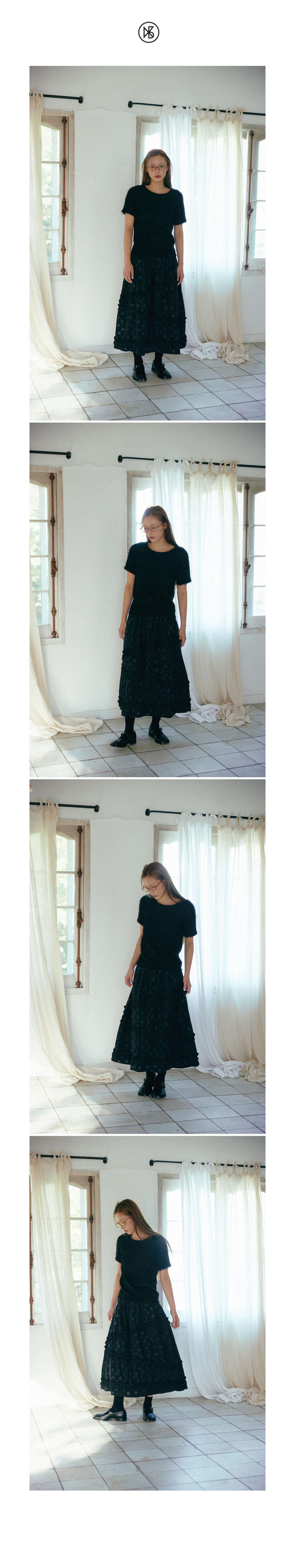 MUSINSA公式 | KOOKEESEE Dot Frill Cancan Long Skirt