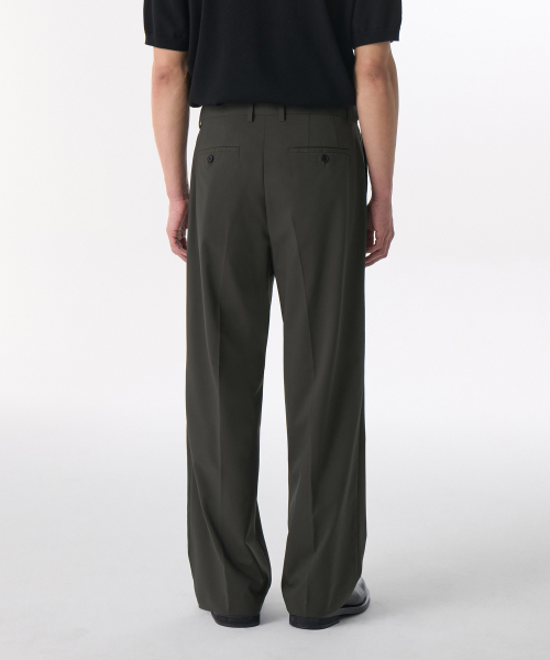 COOLMAX REAL WIDE HIDDEN BANDING SLACKS [DUSTY KHAKI]