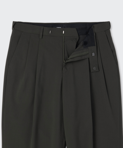 COOLMAX REAL WIDE HIDDEN BANDING SLACKS [DUSTY KHAKI]