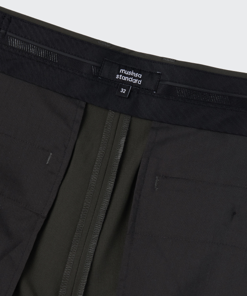 COOLMAX REAL WIDE HIDDEN BANDING SLACKS [DUSTY KHAKI]