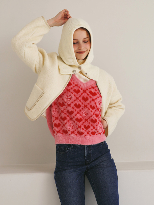 heart logo v-neck vest-UC42KV010- U1C42KVT010
