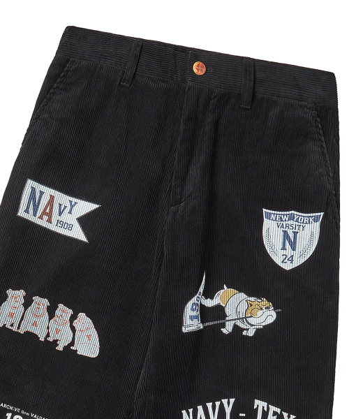 Вельветовые брюки Archive Patch Print Black
