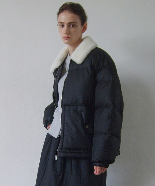 SHEARING COLLAR PADDING JACKET - BLACK