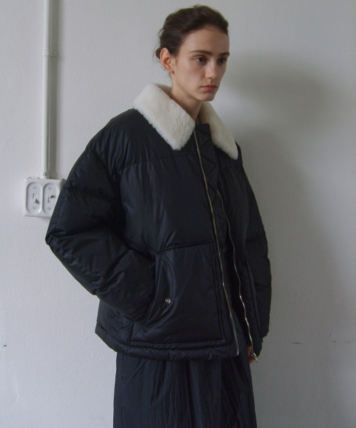 SHEARING COLLAR PADDING JACKET - BLACK
