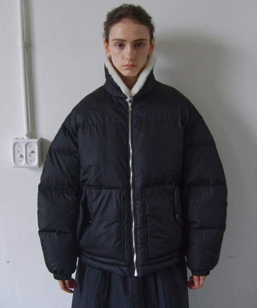 SHEARING COLLAR PADDING JACKET - BLACK