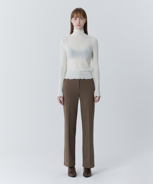 Semi Wide Hidden Banding Slacks (Brown)
