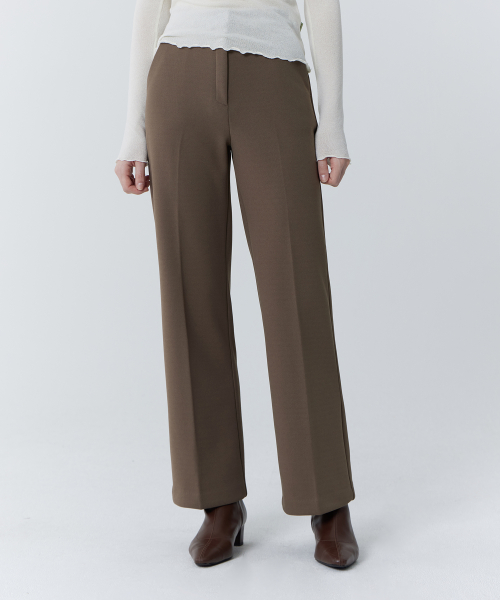 Semi Wide Hidden Banding Slacks (Brown)