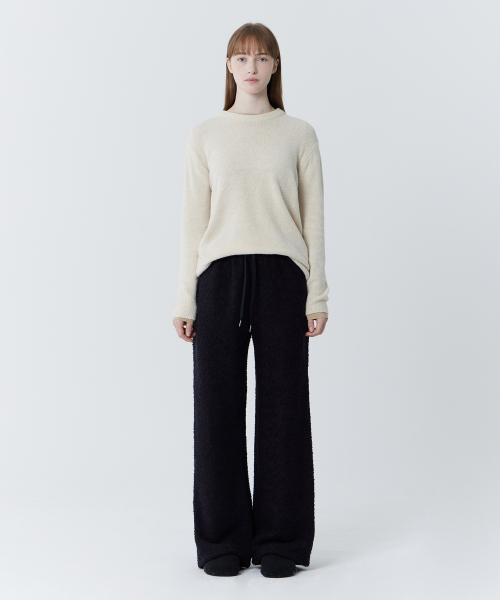 Wool blend Banding Pants (Black)