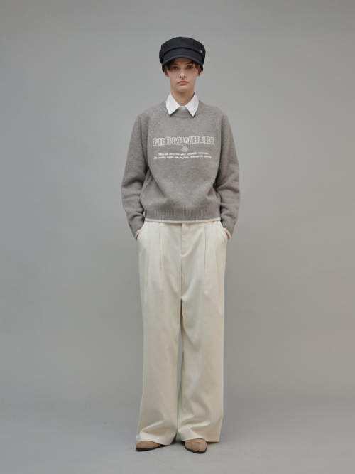 Classic Double-Pleated Slacks Ivory