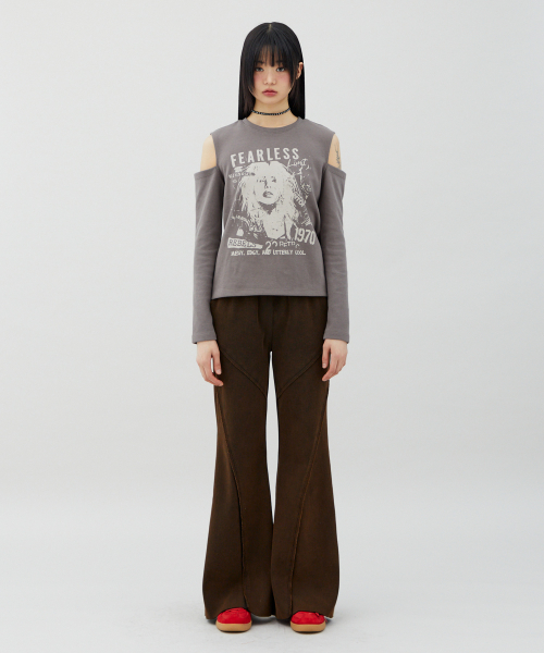 BOOTCUT SEAM LINE PANTS DARK BROWN BQ4CP003