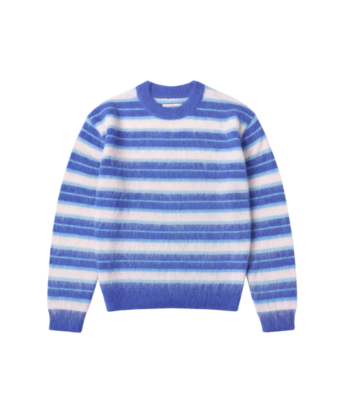 KN4255 Hairy полосатый свитер Blue