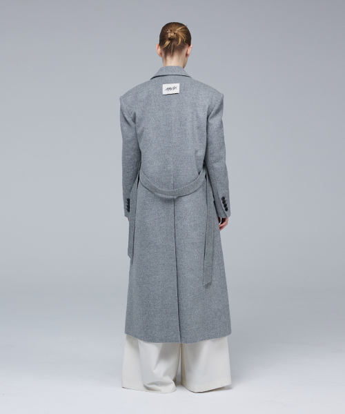 Open-type minimal wool coat