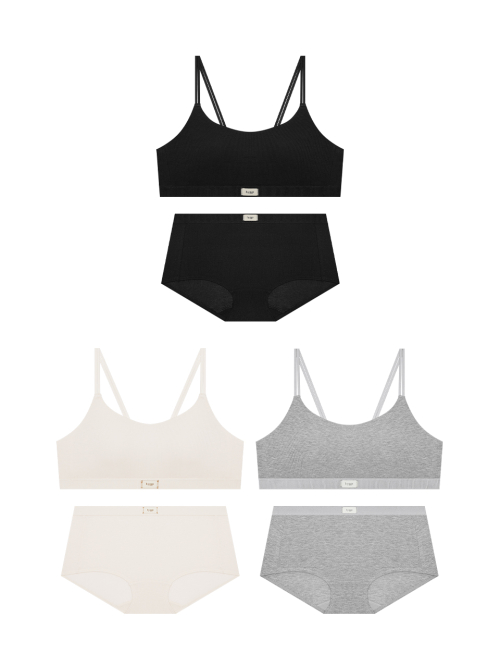 Комплект: бесшовный бюстгальтер в рубчик и трусики, 3Colors