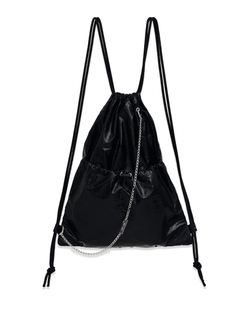 high Glossy Chain Gym Sack Black