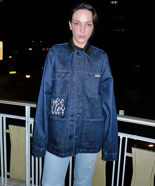 (U) Джинсовая куртка MIKE KELLY BLOOD AND SOIL DENIM JACKET DARK BLUE