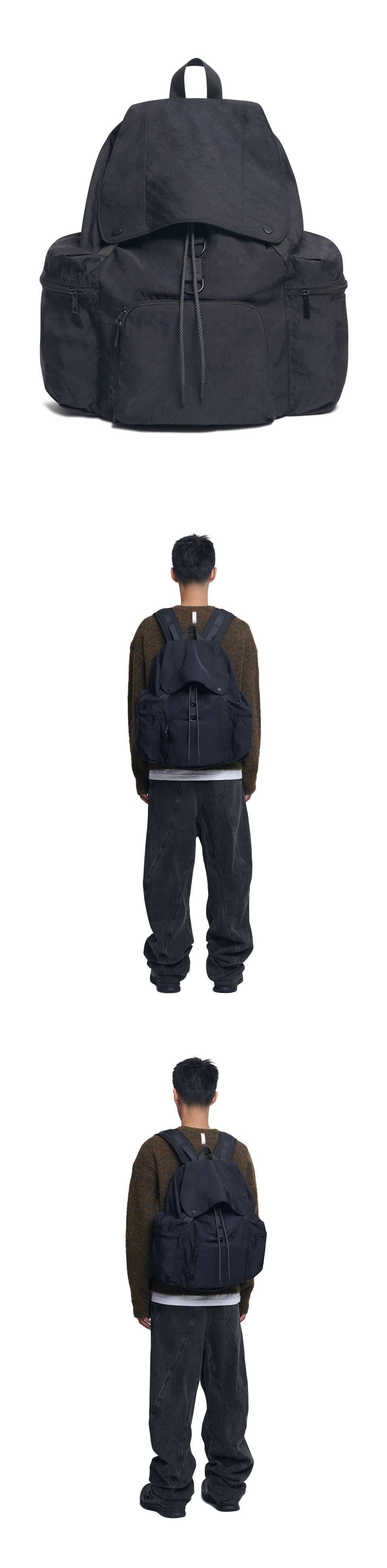 노매뉴얼(NOMANUAL) EXCEDO STRING BACKPACK - BLACK - 사이즈