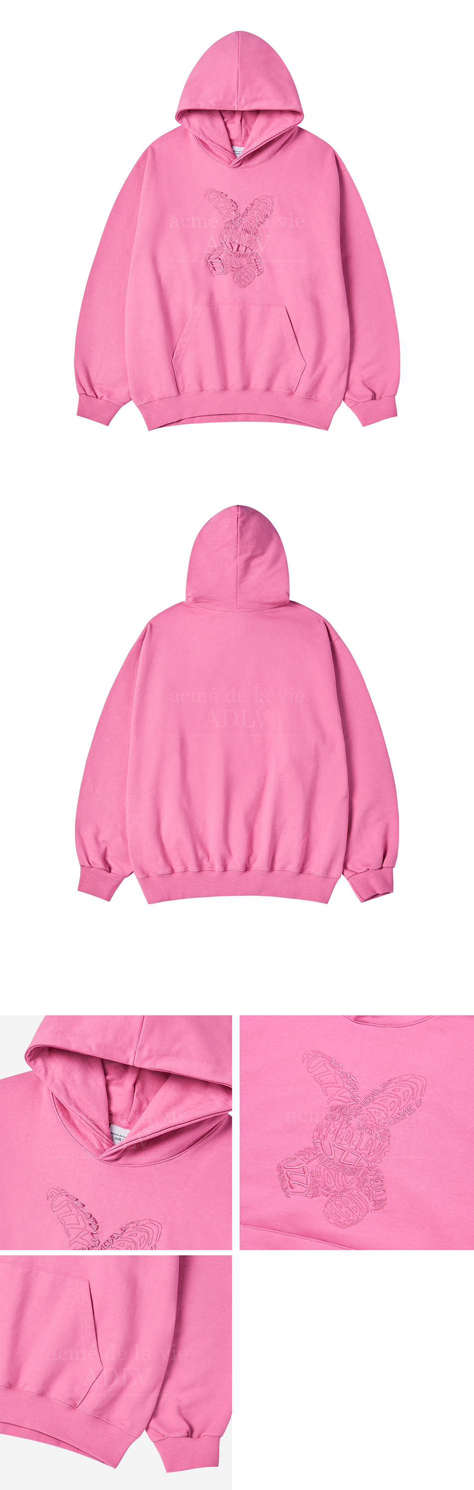 MUSINSA | acmé de la vie LETTERING RABBIT HOODIE