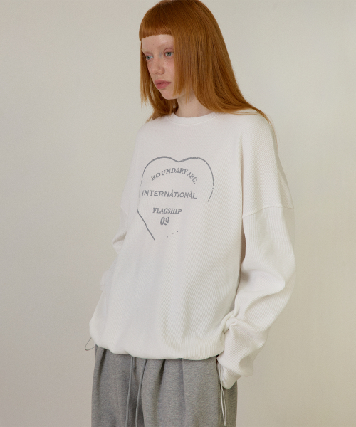Свободный вафельный свитшот на завязках [White]