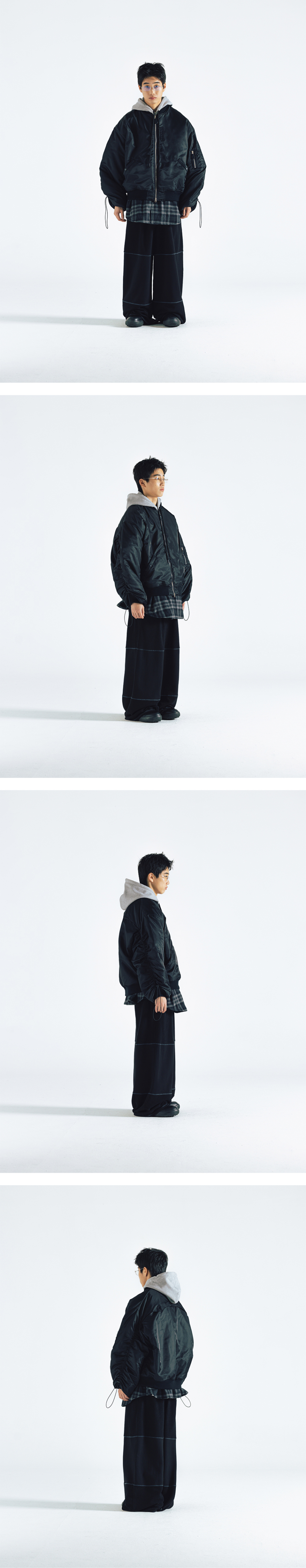 MUSINSA | ANGLAN Bulky Shirring MA-1 Jacket - Black