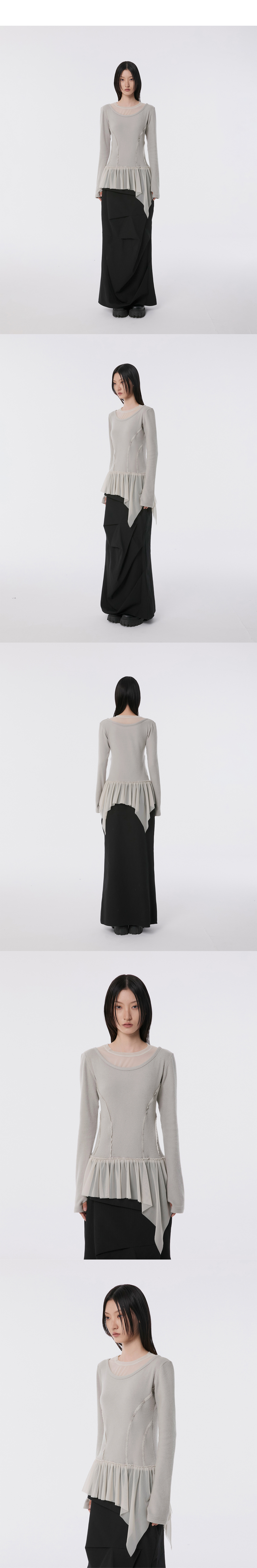 ●FLARE UP● Layered Lace Frill Long Sleeve FL137Black FL-13 MUSINSA | FLAREUP Layered Lace Frill Long Sleeve (FL-137_Gray)