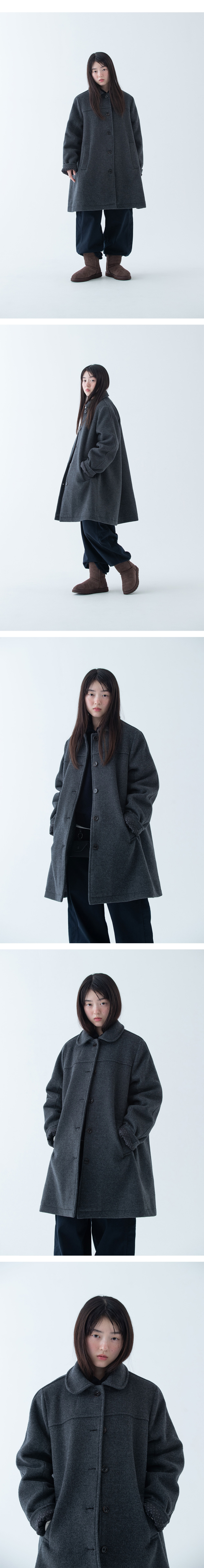 ジャケット・アウター Enof wool rever half coat MUSINSA公式 | OHESHIO HALF RAGLAN WOOL COAT, CHARCOAL
