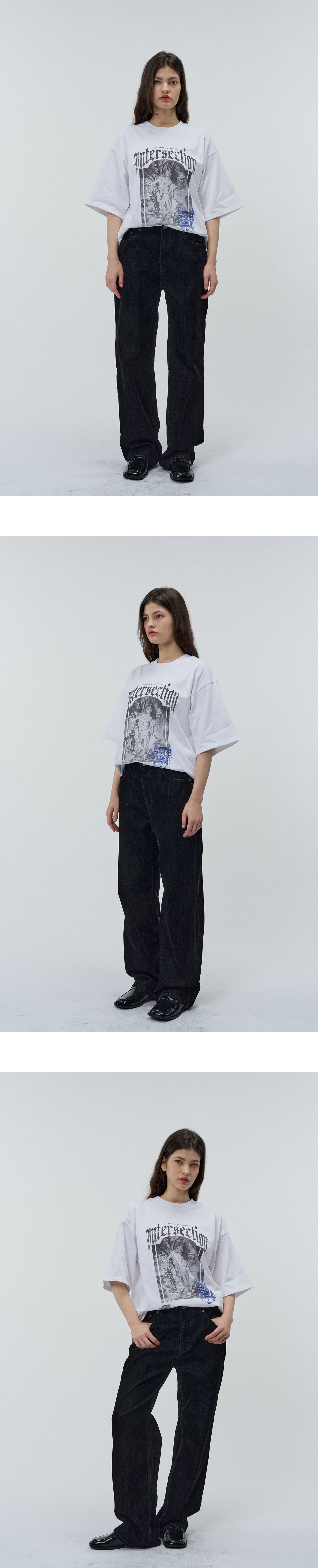 스트레이트 핏 벨벳 데님 팬츠 모델이미지