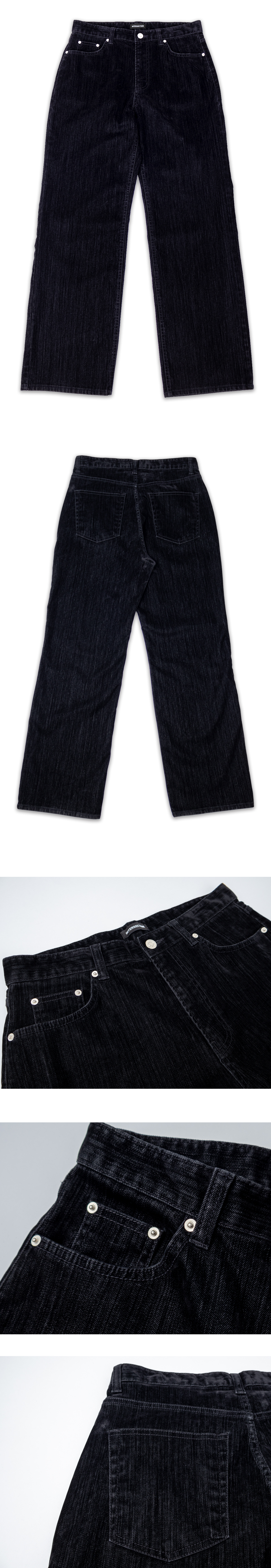 스트레이트 핏 벨벳 데님 팬츠 디테일컷