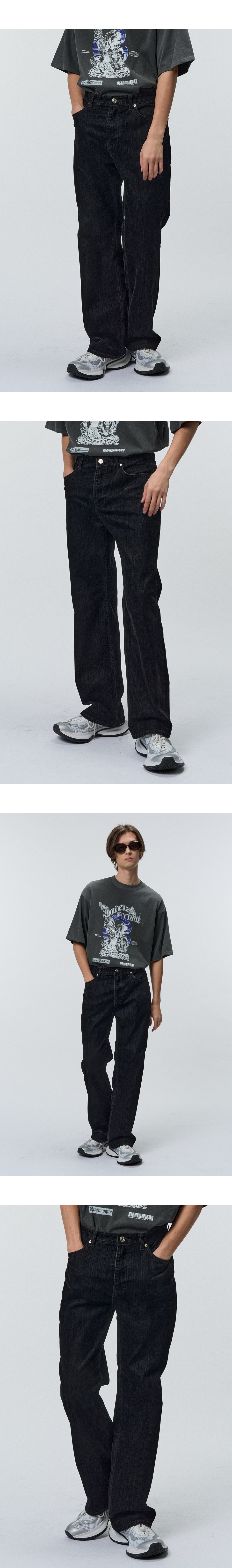 스트레이트 핏 벨벳 데님 팬츠 모델이미지