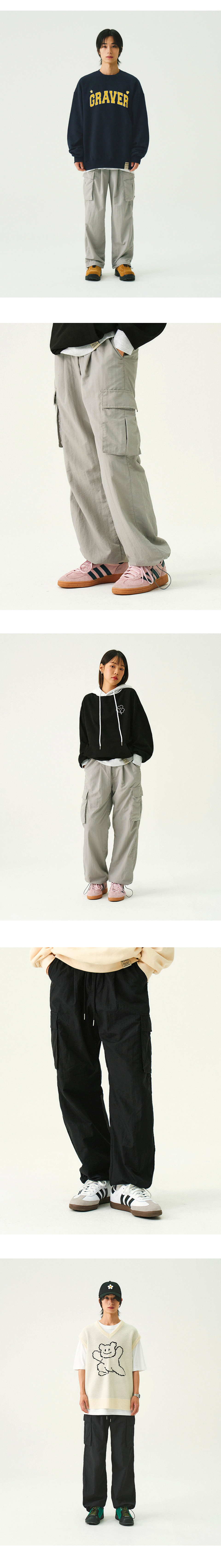 [GRAVER]★24FW★韓国人気★BANDED NYLON CARGO PANTS MUSINSA | GRAVER [UNISEX]Banded Nylon Cargo Pants_Khaki
