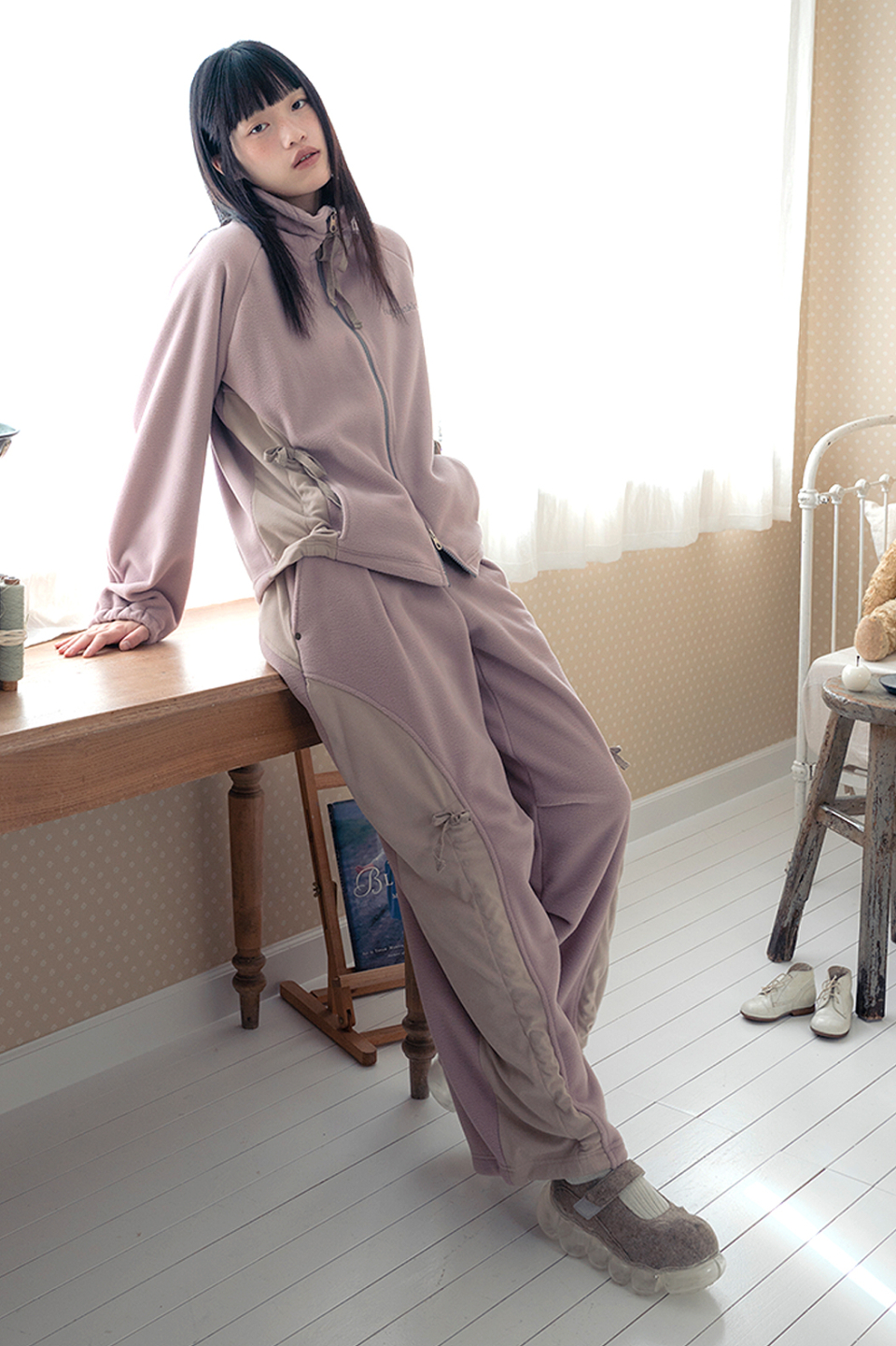 【HUG YOUR SKIN】Draw string fleece zip-up / 追跡付 MUSINSA公式 | HUG YOUR SKIN Drawstring Fleece Zip-Up (Pink)