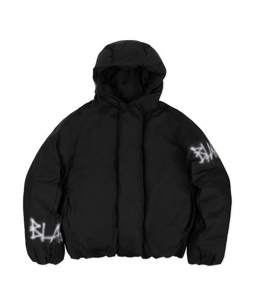 Пуховик с граффити-логотипом и скрытыми манжетами (Black)