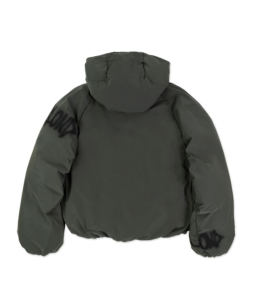 Пуховик с граффити-логотипом и скрытыми манжетами (Khaki)