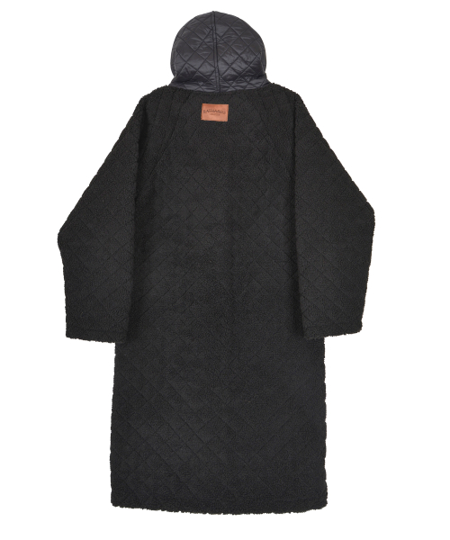 Флисовое пальто-пуховик с капюшоном Black ONE SIZE