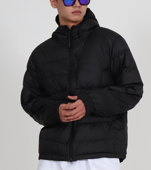 Легкий пуховик-худи с митенками, 3M, утиный пух 90/10 (Black)