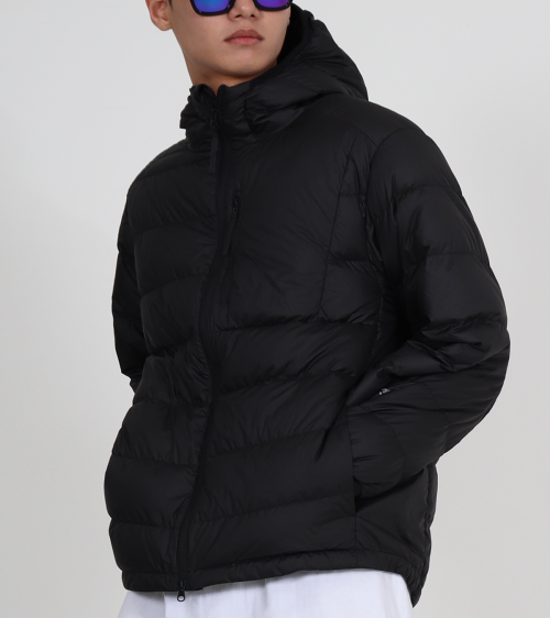Легкий пуховик-худи с митенками, 3M, утиный пух 90/10 (Black)