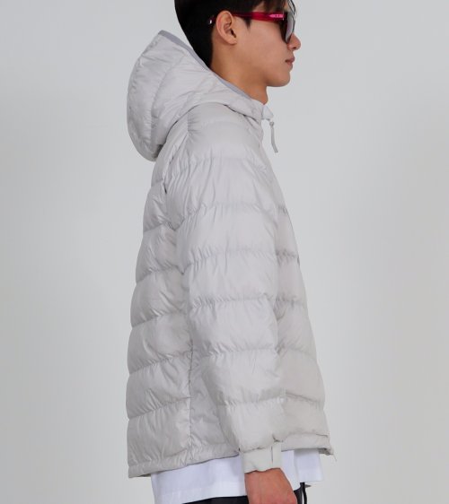 Легкий пуховик с капюшоном и митенками 3M [duck down 90/10] (Silver Gray)