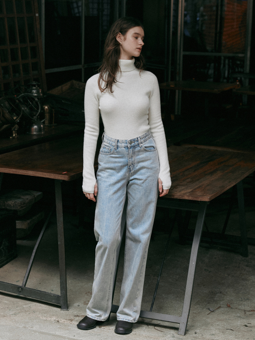 KINSLEY Широкий washing denim pants_LIGHT BLUE