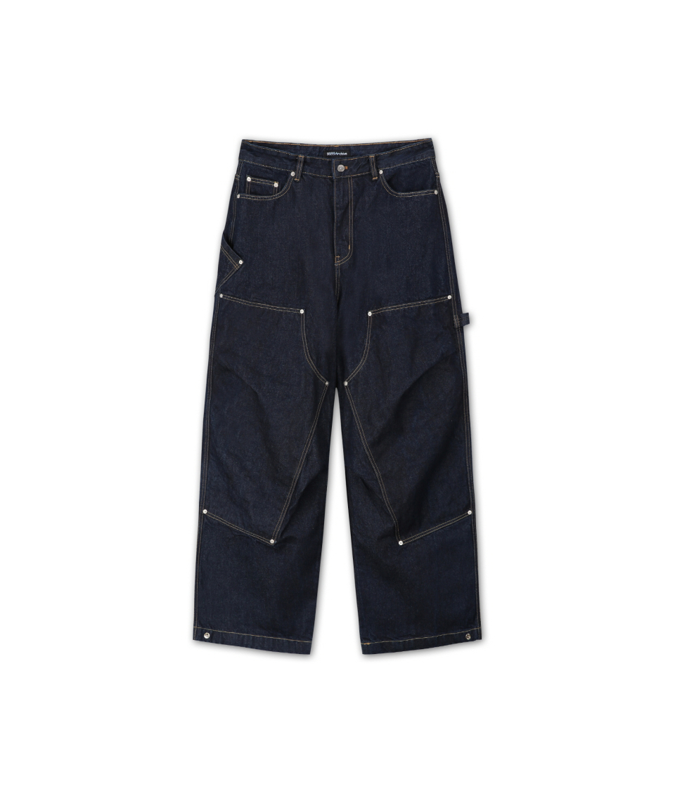 9999아카이브(9999ARCHIVE) DOUBLE KNEE DENIM PANTS - 사이즈