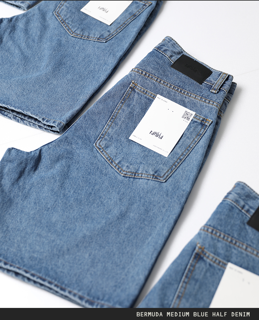 "소재정보 10/7s Denim Fabric 여름을 고려한 10/7수 두께의 면100% 트윌 데님 원단  Bio Washed 클래식한 중청컬러의 바이오 스톤 워싱"
