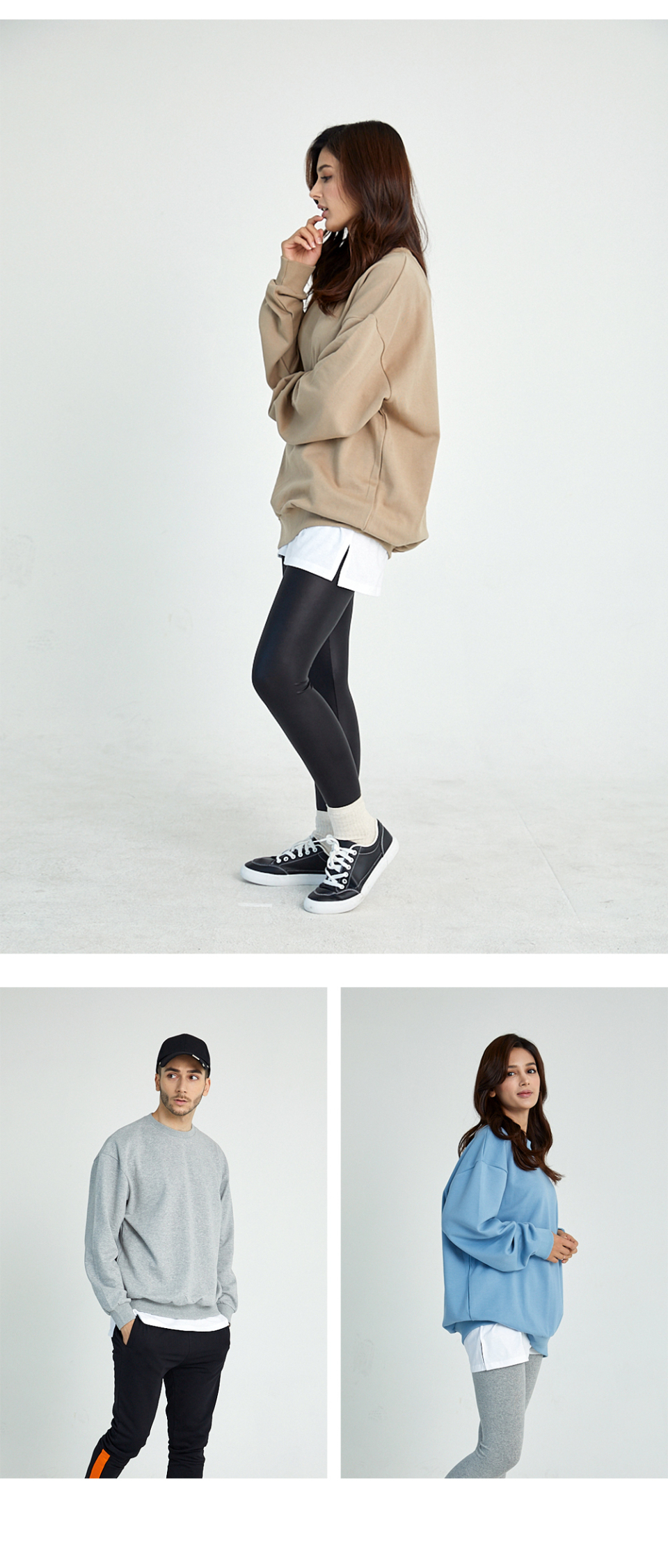 흰색 레이어드나시를 입고 레이어드한 남자,여자사진