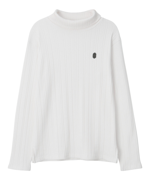 Ribbed Slim Turtle Neck-Ivory