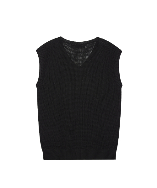 OVERSIZED V-образный вырез Вязаная Жилет - BLACK