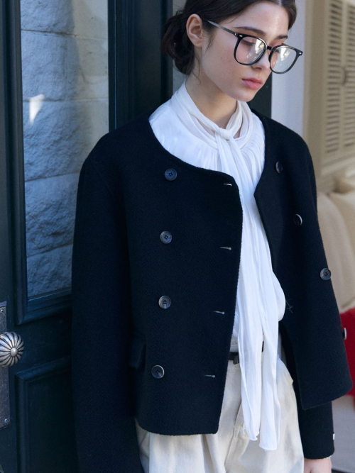 classic button handmade jacket_black