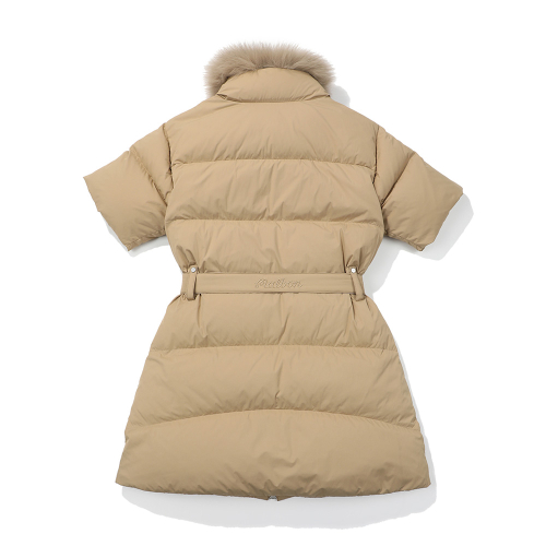 Короткий пуховик с поясом и коротким рукавом BEIGE (WOMAN)