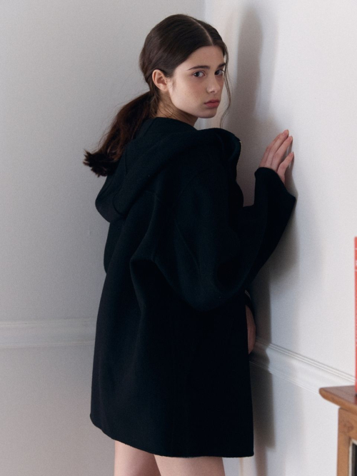 hood На молнии handmade Полу coat_navy