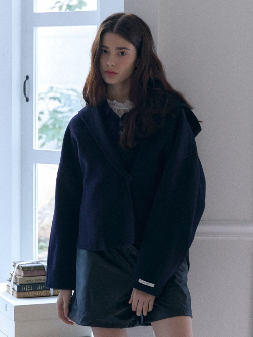 hoody Оверсайз handmade Короткий coat_navy