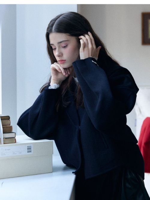 hoody Оверсайз handmade Короткий coat_navy