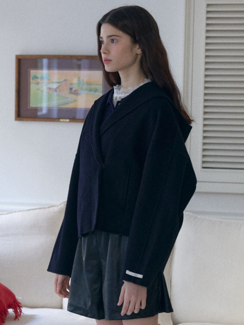 hoody Оверсайз handmade Короткий coat_navy
